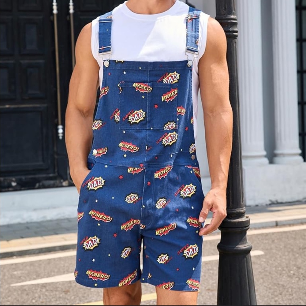 Super Dad  Print Overalls small